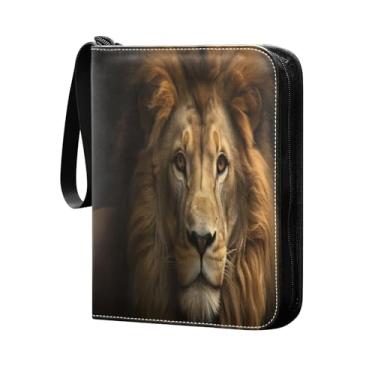 Imagem de Wassud Fichário de cartão colecionável Lion com 4 bolsos comporta 400 cartões padrão à prova d'água TCG CCG MTG álbum presentes para colecionadores, meninos e meninas