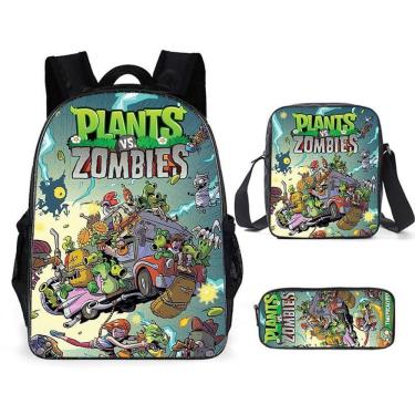 Imagem de Conjunto de mochilas Plant Zombies Anime, 3 unidades para mochila escolar infantil
