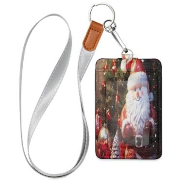 Imagem de Wassud Cordão de couro PU para boneco de neve e árvore de Natal para crachás de identificação, porta-chaves, porta-crachás, cartões de crédito para escritórios, funcionários estudantes, funcionários