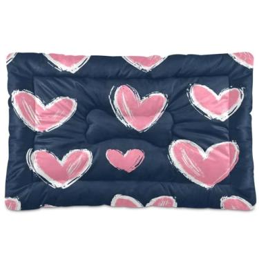 Imagem de Wassud Corações, cama de cachorro fofa, camas para cães pequenos, tapete lavável para animais de estimação, cama de gato para dormir, viagens, 45 x 61 cm