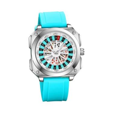 Imagem de Relógio Masculino De Quartzo Quadrado 42mm VA VA VOOM Prata Preto Sili