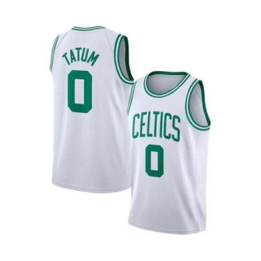 Imagem de Camisa de basquete  branca com detalhes verdes, esportes respiráveis, 