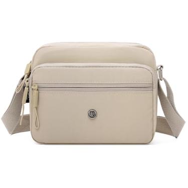 Imagem de COOLOME Bolsa transversal de nylon para mulheres, bolsa mensageiro de ombro com alça de ombro ajustável, Caqui