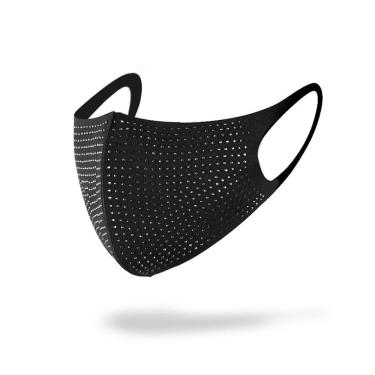 Imagem de Máscara facial decorativa de strass preto e algodão respirável