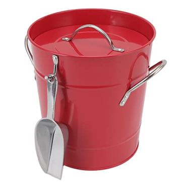 Imagem de Asixxsix Balde de Gelo, Parede Dupla Isolada Com Alça e Tampa de Segurança, para Bar, Restaurante, Festa, Cerveja, Vinho Champanhe, Folha Galvanizada de 3L, Refrigerador de Cerveja de (Vermelha)