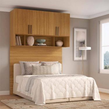 Imagem de Guarda-Roupa Modulado Aéreo com Cabeceira Altezza Trend 4 Portas Freijó 150 cm