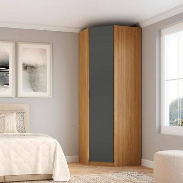 Imagem de Guarda-Roupa Modulado de Canto Altezza Clean 1 Porta Freijó e Titânio