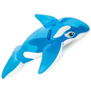 Imagem de Boia Inflável Infantil Orca Azul Grande 1,52m x 1,14m com Alça – Boia de Piscina e Praia