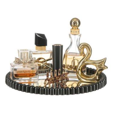 Imagem de Bandeja Decorativa Espelhada Redonda Taças Perfumes Cosméticos Velas L