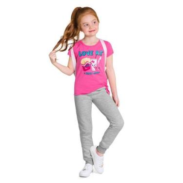 Imagem de Calça jogger básica infantil menina de moletinho Brandili, 2, Cinza