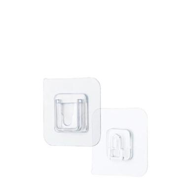Imagem de NevStp Ganchos de parede adesivos de dupla face, ganchos de adesivos transparentes fortes, ganchos de armazenamento de parede, ganchos para cozinha, banheiro, organizador, 5 pares de fivela única