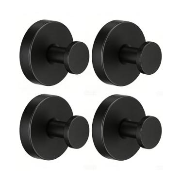 Imagem de WZKALY Ganchos pretos de ventosa para chuveiro, ganchos de roupão de aço inoxidável sem dilatação, ganchos de toalha removíveis com ventosa para banheiro, janela, vidro, porta (4 peças)