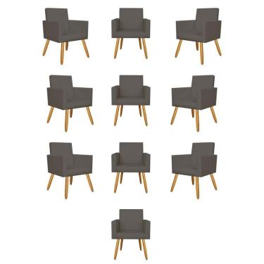 Imagem de Kit 10 Poltronas Decorativa Para Recepção Courino Cinza