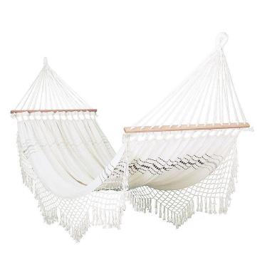 Imagem de Rede Grande De Dormir Americana Com Madeira Várias Cores Cor:Cru