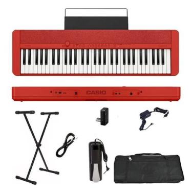 Imagem de Teclado Casio CT-S1 61 teclas Bluetooth Vermelho + Suporte + Capa + Pe