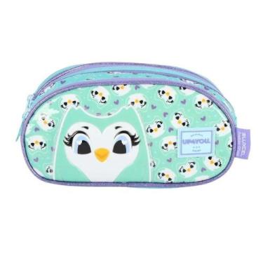Imagem de Estojo Escolar Infantil Triplo Luxcel EI41145UP Corujinha Cor: Verde, 