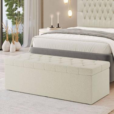 Imagem de Calçadeira Baú Sagitarius em Bouclê para Cama Box Casal Queen 160cm