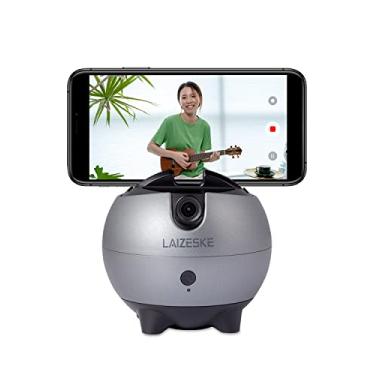 Imagem de LAIZESKE Suporte de celular LA8 360 com rotação automática sem necessidade de aplicativo, câmera de rastreamento de movimento e corpo com mãos livres, suporte de telefone para Facebook, YouTube,