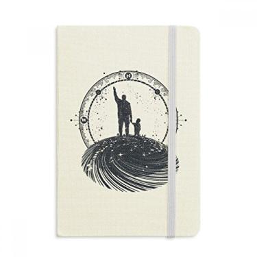 Imagem de Caderno com estampa de arte geométrica de estrelas da família com capa dura de tecido oficial diário clássico
