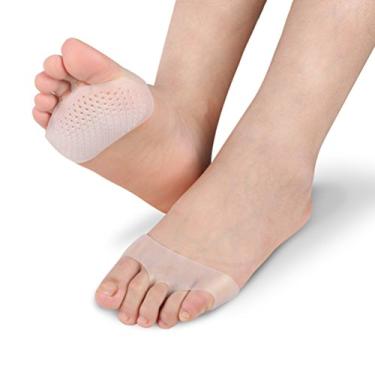 Imagem de 5 Pares Órteses Para Os Pés Suporte Do Metatarso Almofadas Do Antepé Palmilhas Metatarsais Arco Metatarso Almofada Do Antepé Manga Do Antepé Senhorita Branco Respirável Morton