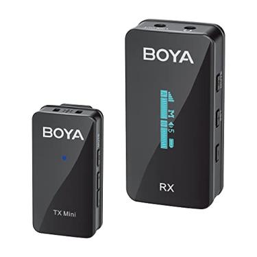 Imagem de BOYA BY-XM6-S1 Mini microfone de lapela sem fio de 2,4 GHz para câmera DLSR/iPhone/Android, microfone sem fio de lapela dupla para transmissão ao vivo e vídeo Vlog Podcast (TX+RX)