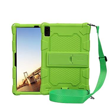 Imagem de Capa protetora para tablet Caixa da tabuleta para Lenovo M10 FHD. Mais 10.3 '' -X606f, Capa protetora à prova de choque à prova de silicone macia e leve com kickstand e alça de ombro (Color : Green)