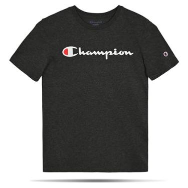Imagem de Champion Camiseta para meninos, camiseta infantil para meninos, camiseta leve para crianças, escrita e estampa, Carvão mesclado característico, GG