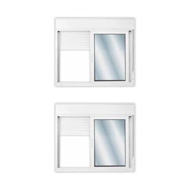 Imagem de Kit com 2 Janelas de Alumínio Persiana Integrada 140x150cm com Vidro Liso Linha Solida Mgm Branco