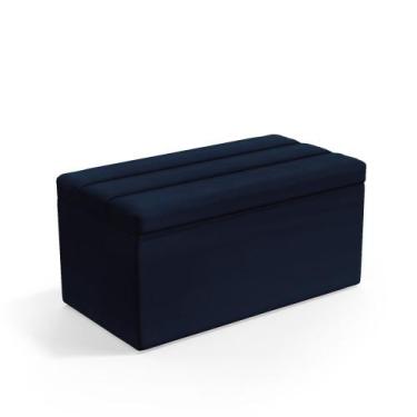 Imagem de Calçadeira Baú Ursa 90 para Cama de Solteiro N-025 Veludo Azul Marinho