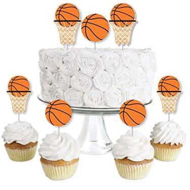 Imagem de Big Dot of Happiness Nothin' but Net - Basketball - Dessert Cupcake Toppers - Baby Shower or Birthday Party Clear Treat Picks - Set of 24