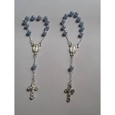 Imagem de Mini terço pra lembrancinhas,casamento, batizado azul bebê-12 unidades