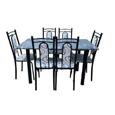 Imagem de Conjunto Mesa de Jantar Tubular Veneza Gran 140x75cm com 6 Cadeiras 1031 Thais