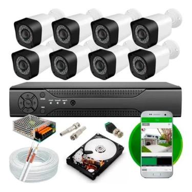 Imagem de Kit 8 Cameras Segurança Dvr 8 Canais Digital Com Cabo E Hd - Protec