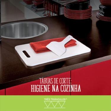 Imagem de Tábua de Cortes Cozinha Plástica Retangular Lisa 22 x 30cm - Três Triâ