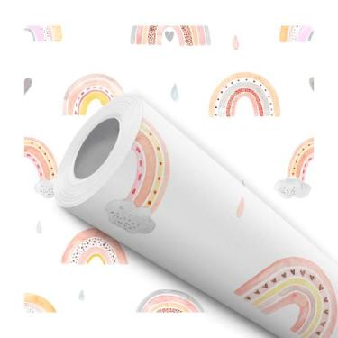 Imagem de Papel de Parede Adesivo Arco íris Colorido Menina Infantil Bebê Modern