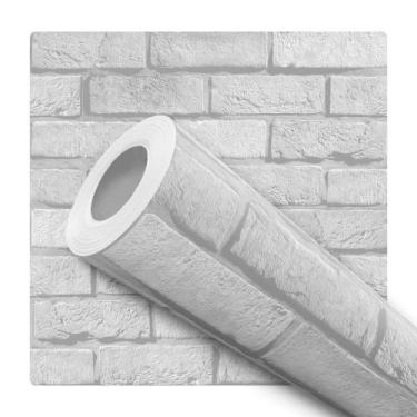 Imagem de Papel de Parede Adesivo Tijolinho Cinza Tijolo Lajota Moderno  - Signm
