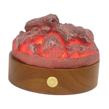 Imagem de Baoblaze Luz noturna para fogueira, lâmpada de lenha, luz de enfermagem, escultura de mesa, abajur de cabeceira, lâmpada de mesa para de casa, presente, Base Marrom