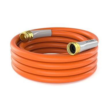 Imagem de SPECILITE Mangueira de jardim de 4,5 m x 1,5 cm, extensão de mangueira líder resistente, mangueira de água curta flexível e leve, mangueira de borracha híbrida sem dobra com acessórios de latão de 1,9 cm