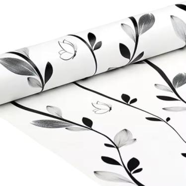 Imagem de Adesivo Papel Parede Autocolante Cozinha Quarto Sala Hall 10 Mt (Ramos Preto)