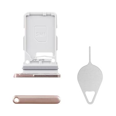 Imagem de BESJMYT Substituição da bandeja do cartão SIM para Samsung Galaxy S21 5G (versão SIM único) Phantom Violeta Phantom Pink Suporte de compartimento de bandeja de cartão adaptador com ejetor de agulha