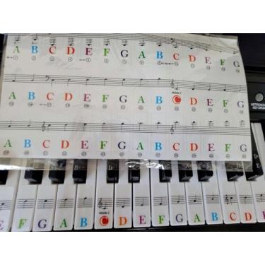 Imagem de Etiqueta adesiva para teclado de piano, nota grande para teclados eletrônicos ou principiantes, ferramenta de aprendizagem fácil 37/49/61/76/88 chave piano