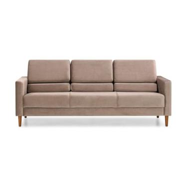 Imagem de Sofá na Caixa 3 Lugares Herval Spirit, em Veludo Bege, 202 cm