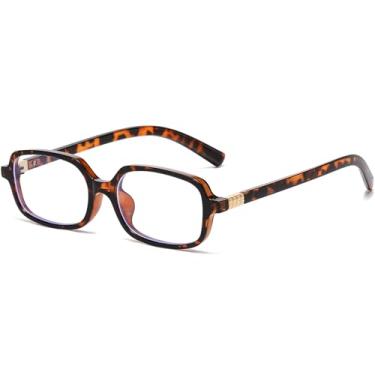 Imagem de AIEYEZO Óculos retrô retangulares com luz azul 2025 para mulheres e homens modernos armação quadrada pequena para computador nerd (leopardo)