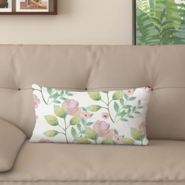 Imagem de Sladjana [Estilo idílico] Capa de almofada impressa digital tipo linho - estampa floral rosa dupla face, design com zíper invisível (40,6 x 61 cm, FSWM-I)