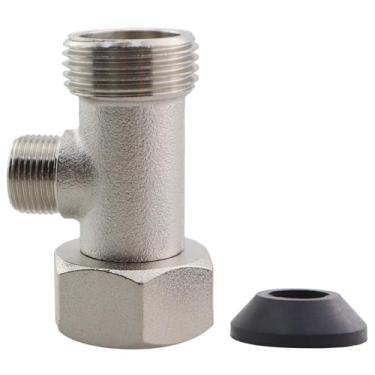 Imagem de CChiai Adaptador de bidê tipo T Conector de mangueira de válvula Desviador de torneira de vaso sanitário 3 vias 7/8 x 7/8 x 3/20.3 cm Válvula desviadora de cabeça de chuveiro Encaixe de mangueira para