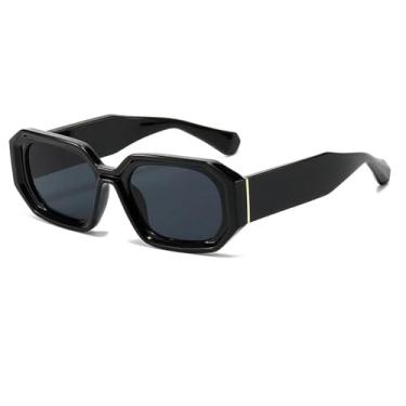 Imagem de VFDHN Óculos de sol femininos com lentes UV400 e proteção solar para acampamento, armação grande, masculino (preto-preto)