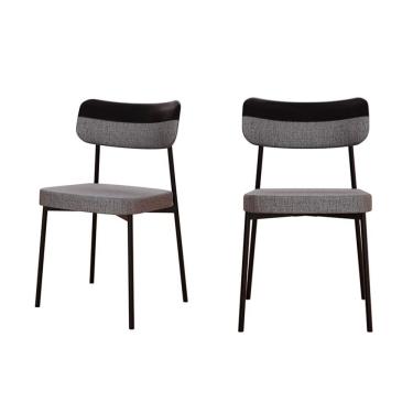 Imagem de Conjunto com 2 Cadeiras Mona Polipropileno Preto e Cinza