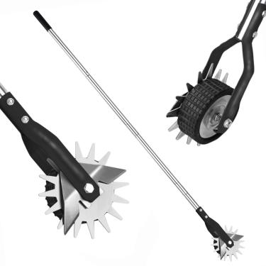 Imagem de YEELOR Edger giratório de roda, cortador de grama de comprimento ajustável, ferramenta de gramado de aço inoxidável, ferramenta de gramado para aparador manual, afiador rotativo para calçadas,