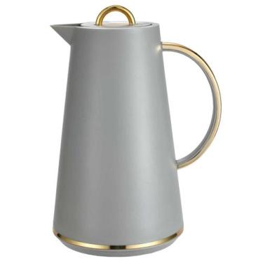 Imagem de Garrafa Térmica Samira 1 Litro Alça Dourada Elegante - Tuut, Cinza