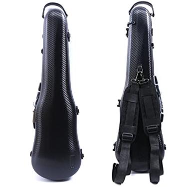 Imagem de WUQIMUSC Estojo Rígido Para Violino Wuqimusc, Tamanho 4/4, Leve, Em Fibra De Carbono, Resistente E Protetor, Com Alças Ajustáveis Fivela Travamento Conveniente, 1,54 Kg, Preto